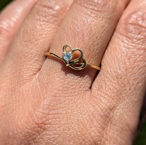 14 Karat Solid Gold Double Heart with Natural Diamond